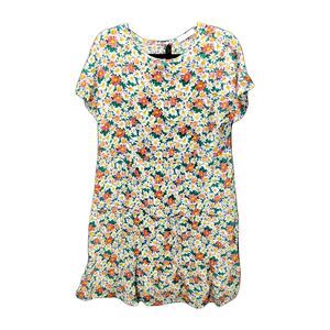 Cottagecore Beach Shift Dress Size S Flutter Sleeve Lined Ruffle Baggy Cruise